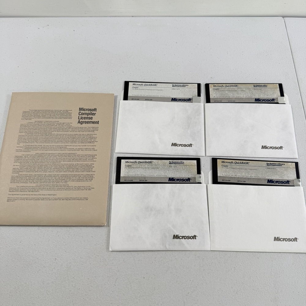 Microsoft QuickBasic‎ Version 3.0 Compiler 5.25" Diskettes